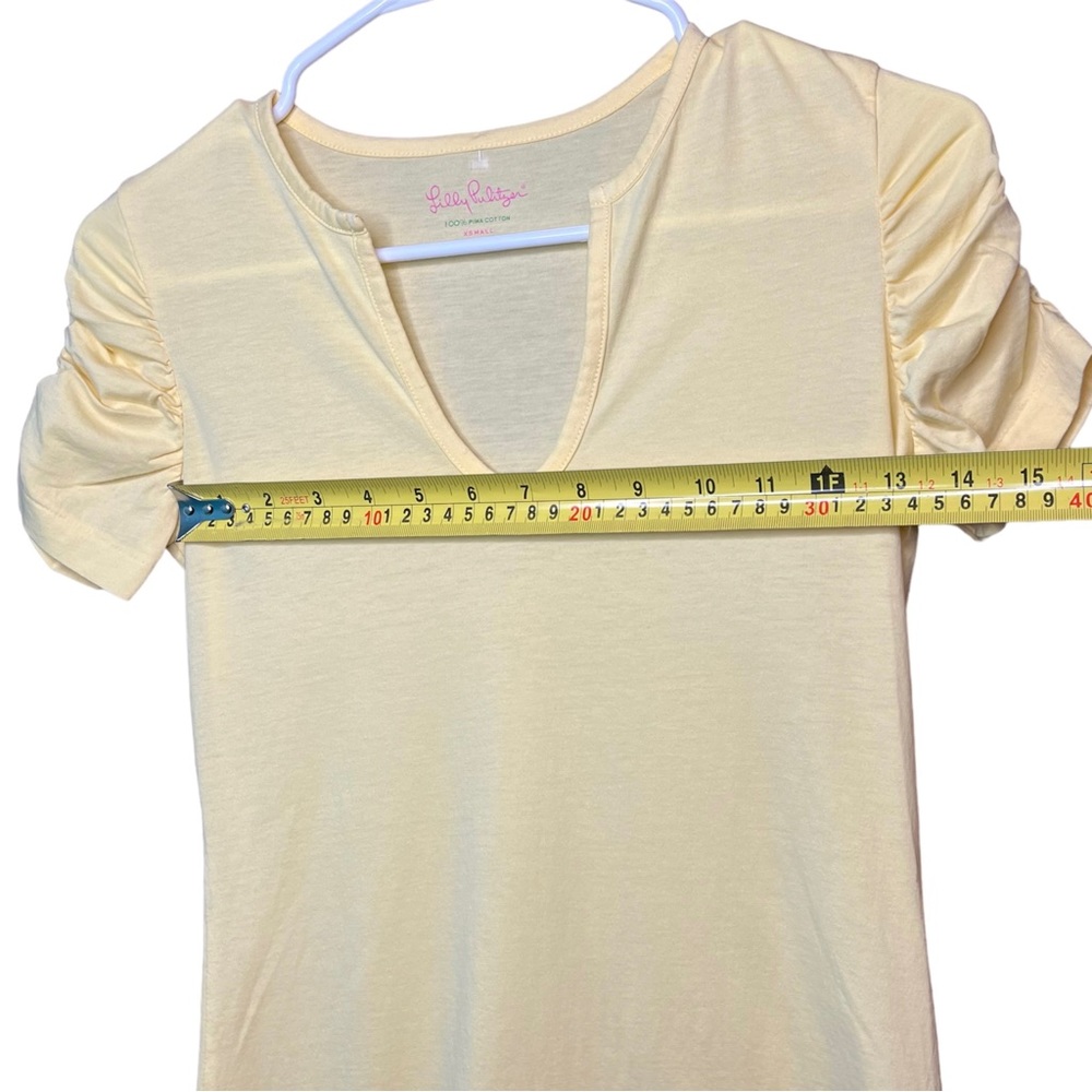 Lilly Pulitzer Women’s Shirt Top Size Extra Small Lana Slub Ruched Sleeve Yellow - Picture 6 of 8